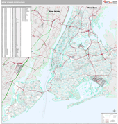 New York 5 Boroughs Metro Area Digital Map Premium Style